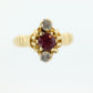 10k Victorian Claw Set RUBY and DIAMOND. Antique 10k Gold round garnet and diamond set solitaire. st(98)