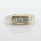 Art Deco Triple Twin Diamond ring. 18k White Gold Engraved Journey Trilogy Trio Ring. Three diamond band. st(127)