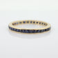 14k Gold BLUE Sapphire Full Eternity Thin Band. Thin Channel Set Princess Sapphire calibre cut Full Eternity band. st(110)