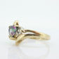 10k Mystic Topaz and Diamond ring. Mystic Topaz Heart faceted gem with Diamond accents. st(184)