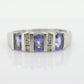 14k Tanzanite Oval and Diamond Channel Anniversary ring. Channel set eternity band. Tanzanite diamond. st(98)