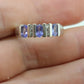 14k Tanzanite Oval and Diamond Channel Anniversary ring. Channel set eternity band. Tanzanite diamond. st(98)