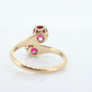 JR Wood 14K Garnet Twin Band. Vintage Jr Wood and Sons Garnet Victorian claw bypass ring. st(81)