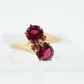 JR Wood 14K Garnet Twin Band. Vintage Jr Wood and Sons Garnet Victorian claw bypass ring. st(81)
