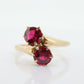 JR Wood 14K Garnet Twin Band. Vintage Jr Wood and Sons Garnet Victorian claw bypass ring. st(81)