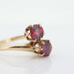JR Wood 14K Garnet Twin Band. Vintage Jr Wood and Sons Garnet Victorian claw bypass ring. st(81)