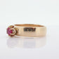 Vintage Buttercup Ruby Ring. 10k gold ring with a solitaire round Ruby. WiDe shank band. Buttercup Claw ruby. st(92)