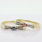 Vintage 18K Stacking rings. 18k Sapphire Ruby Marquise and diamond Thin band. Stacking Bands Rings. (st60)