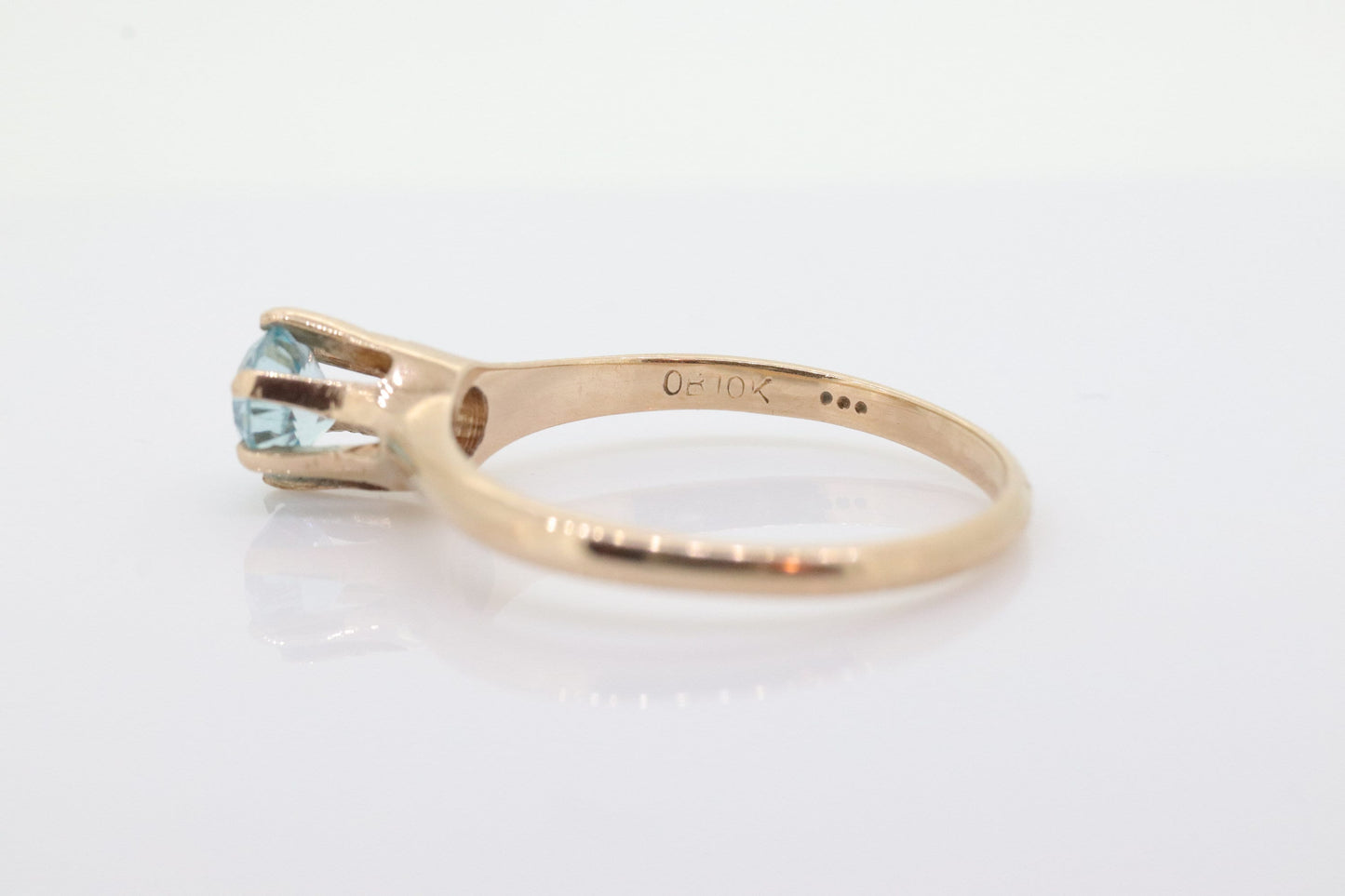 Otsby Barton TOPAZ Ring. 10k Yellow Gold HIGH Claw Design. OB from Art Deco 1920 Era. Round Topaz Claw ring. st50