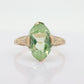 10k LIME Green Spinel ring. Vintage Retro Large Oval Cut SPINEL 10k ring with engraving (st80)