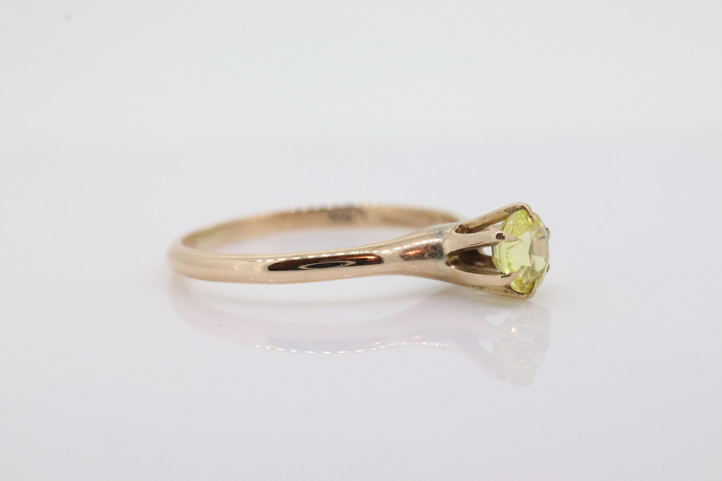 10k Round Sapphire YELLOW Sapphire ring. YELLOW SAPPHIRE solitaire victorian claw ring. st(73)