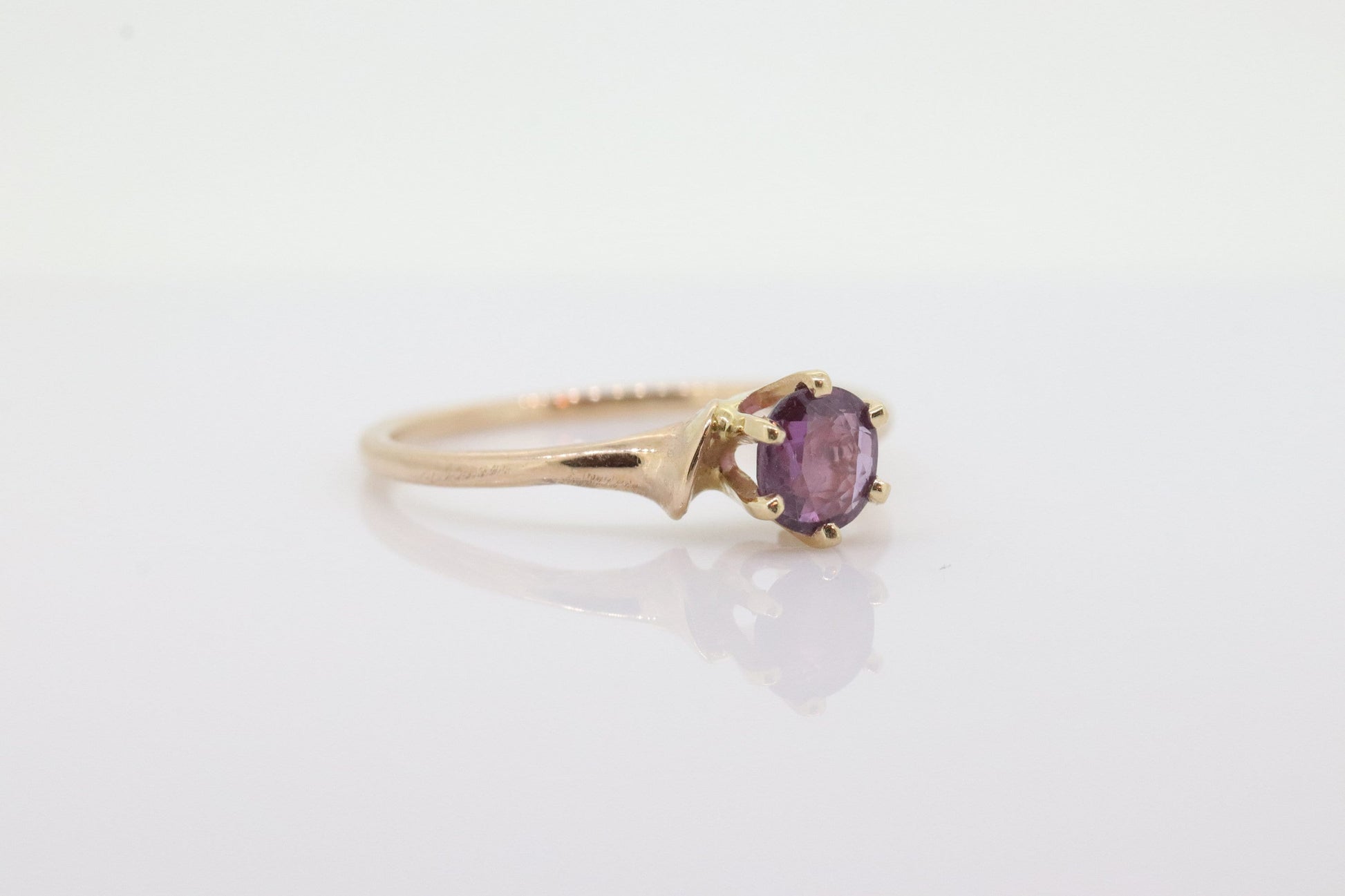 10k Dainty Ruby Ring. 10k RUBY stackable twisted stacked band st(72)