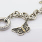 LAGOS Caviar Butterfly Bracelet. Sterling Silver 18K Yellow Gold Butterfly Charm Dangling Heavy Bracelet. (st161)
