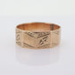 14k Wide LEAF Ornate engraved band. 14k Rose Gold  Vintage Victorian Cigar band leaf design. 6mm sz4 st(100)