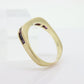14k Eternity Half Ruby Ring. Euro Shank flat bottom. A 14k gold ring with Princess cut Ruby channel half calibre anniversary band. st(95)
