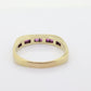 14k Eternity Half Ruby Ring. Euro Shank flat bottom. A 14k gold ring with Princess cut Ruby channel half calibre anniversary band. st(95)