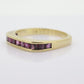 14k Eternity Half Ruby Ring. Euro Shank flat bottom. A 14k gold ring with Princess cut Ruby channel half calibre anniversary band. st(95)