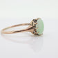 10k Green White Jade Jadeite ring. Apple translucent green cabochon ring. st(100)