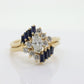 14k Marquise Diamond Solitaire with Sapphire Ring with Jacket. AVIV 14k Diamond Engagement Wedding Ring Set with enhancer (st130)
