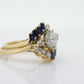 14k Marquise Diamond Solitaire with Sapphire Ring with Jacket. AVIV 14k Diamond Engagement Wedding Ring Set with enhancer (st130)