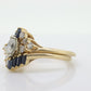 14k Marquise Diamond Solitaire with Sapphire Ring with Jacket. AVIV 14k Diamond Engagement Wedding Ring Set with enhancer (st130)