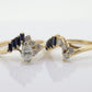14k Marquise Diamond Solitaire with Sapphire Ring with Jacket. AVIV 14k Diamond Engagement Wedding Ring Set with enhancer (st130)