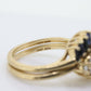 14k Marquise Diamond Solitaire with Sapphire Ring with Jacket. AVIV 14k Diamond Engagement Wedding Ring Set with enhancer (st130)