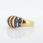 18k Emerald Ruby SAPPHIRE Bombe Dome band. 18k Yellow Gold Princess Channel set round Bombe Dome ring. st(196)