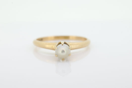 Otsby Barton Pearl Ring. 14k Yellow Gold HIGH Claw Design. OB from Art Deco 1920 Era. Pearl Seed Claw ring. st138