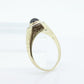 14k Red Tourmaline Antique Ring. Bezel set Round Cabochon Tourmaline solitaire engraved ring. st(104)