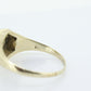 14k Red Tourmaline Antique Ring. Bezel set Round Cabochon Tourmaline solitaire engraved ring. st(104)