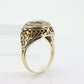 Antique 14k Gold Art Deco Morganite ring. Natural Morganite bezel set filigree ring. st(105)