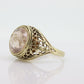 Antique 14k Gold Art Deco Morganite ring. Natural Morganite bezel set filigree ring. st(105)
