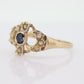 Antique Sapphire pearl bubble ring. Crown Tiara Sapphire pearl seed. 14k Filigree Open ring. st(105)