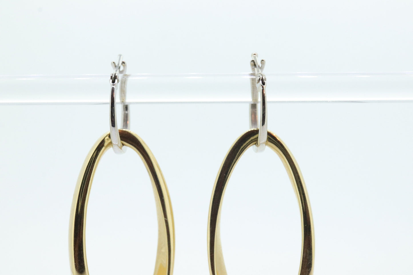 14k Gold Puffed Hollow HOOP Earrings. Intertwined Glossy Loop earrings. MILOR Italy st132/25