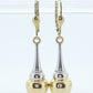 14k Gold Puffed Hollow Dangle Earrings. Glossy Multi-Tone Drop Pole earrings. Milor Italy st105/50