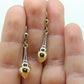 14k Gold Puffed Hollow Dangle Earrings. Glossy Multi-Tone Drop Pole earrings. Milor Italy st105/50