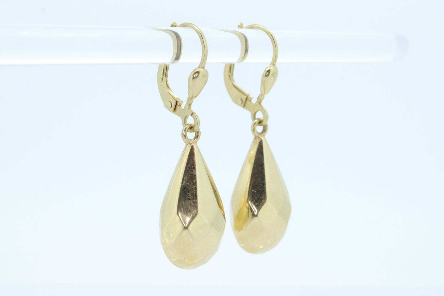 18k Gold Puffed Hollow Dangle Earrings. Glossy Geometric Drop earrings. Milor Italy st103/50