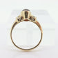 10k Red Tourmaline Ring. Bezel set OVAL Cabochon Tourmaline solitaire and diamond ring. st(92)