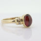 10k Red Tourmaline Ring. Bezel set OVAL Cabochon Tourmaline solitaire and diamond ring. st(92)