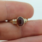 10k Red Tourmaline Ring. Bezel set OVAL Cabochon Tourmaline solitaire and diamond ring. st(92)
