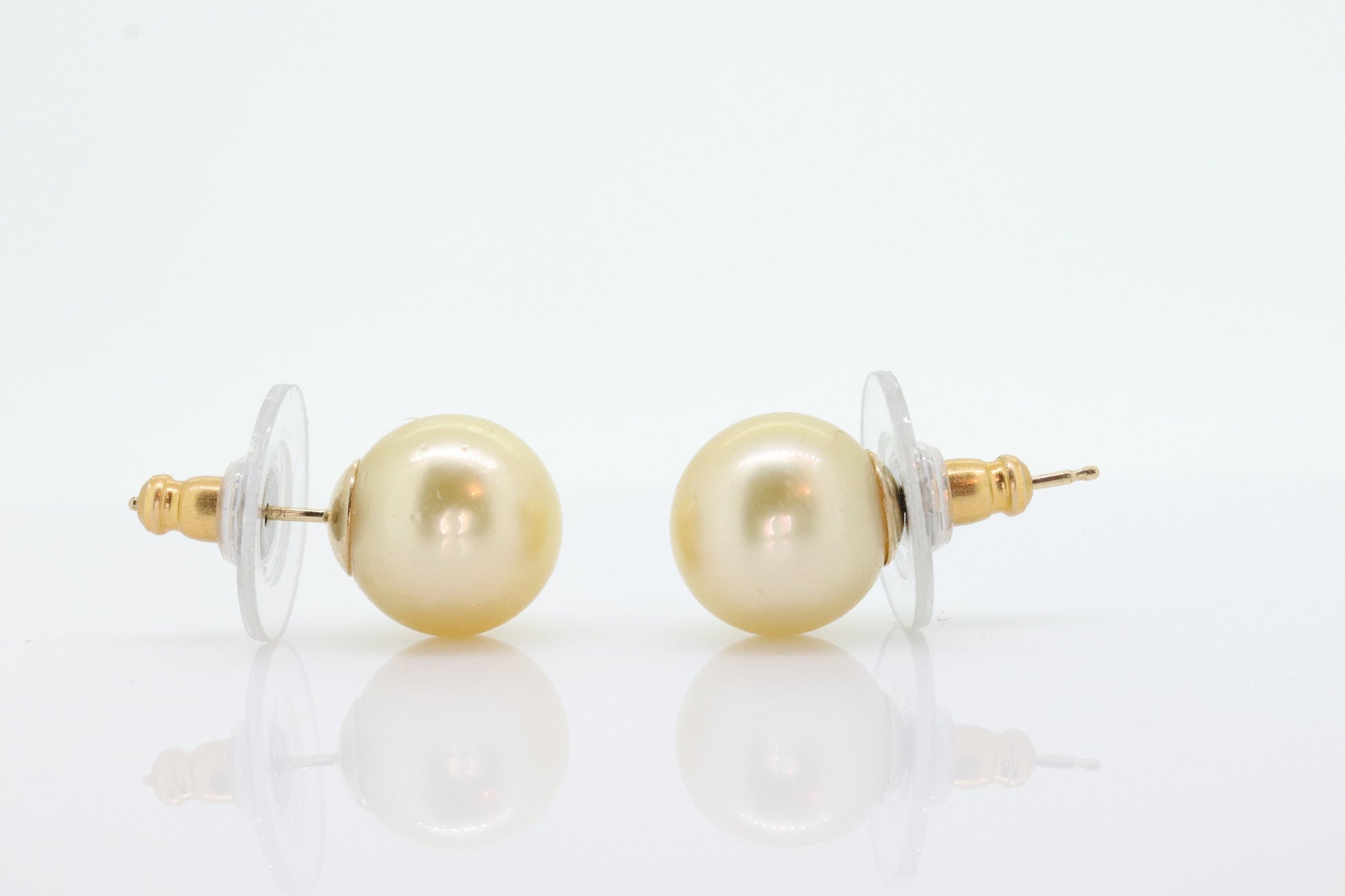 GOLDEN SOUTH SEA Pearl Stud Earrings -10mm Deep Golden South Sea Pearls - 14k Yellow gold - Earrings - st(196/11)