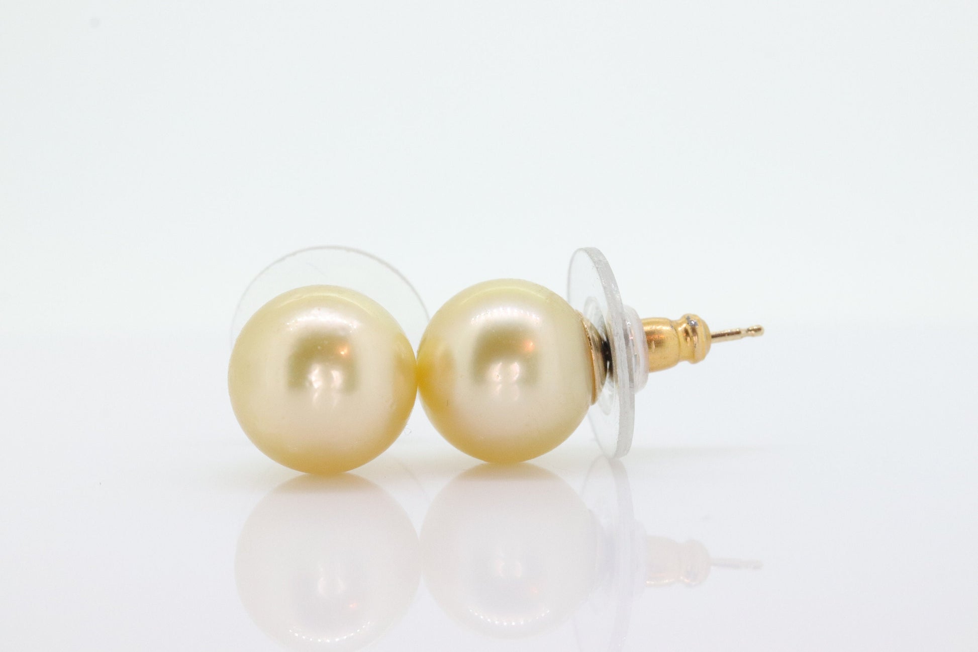 GOLDEN SOUTH SEA Pearl Stud Earrings -10mm Deep Golden South Sea Pearls - 14k Yellow gold - Earrings - st(196/11)