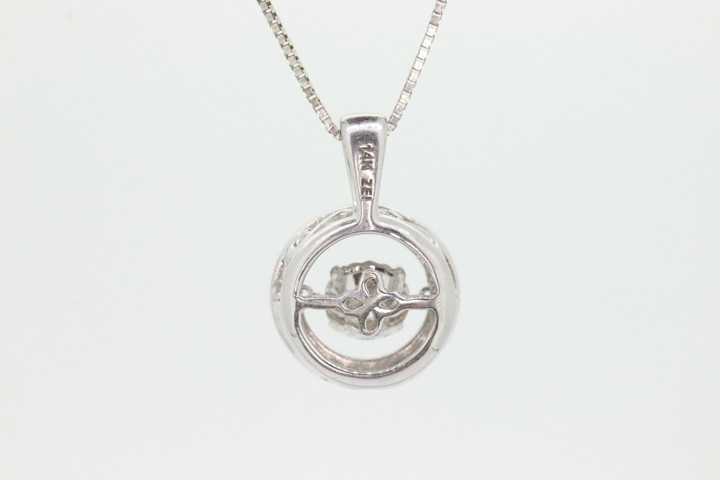 14k Diamond Solitaire Halo Pendant. Happy Diamond pendant. Total 1ctw Diamond necklace. Diamond Cluster necklace st(300/11)