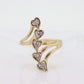 14k Heart and diamond ring. Tiny Heart multiple heart ring love beat ring. Dainty skinny stacking stacked ring. st(109/25)