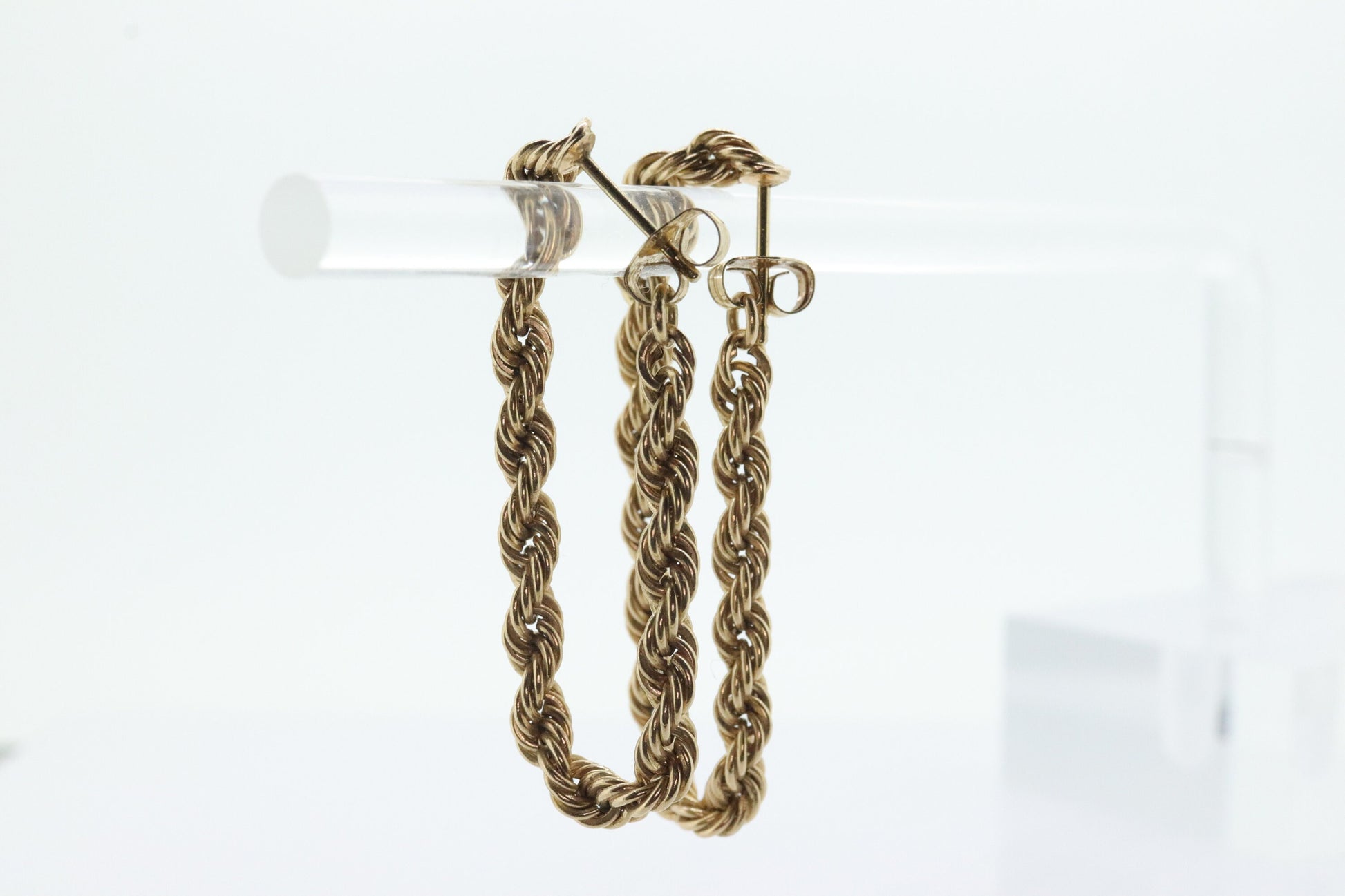 14k Rope chain Hoop Drop Earrings. 14k Yellow Gold earrings st(71/87)