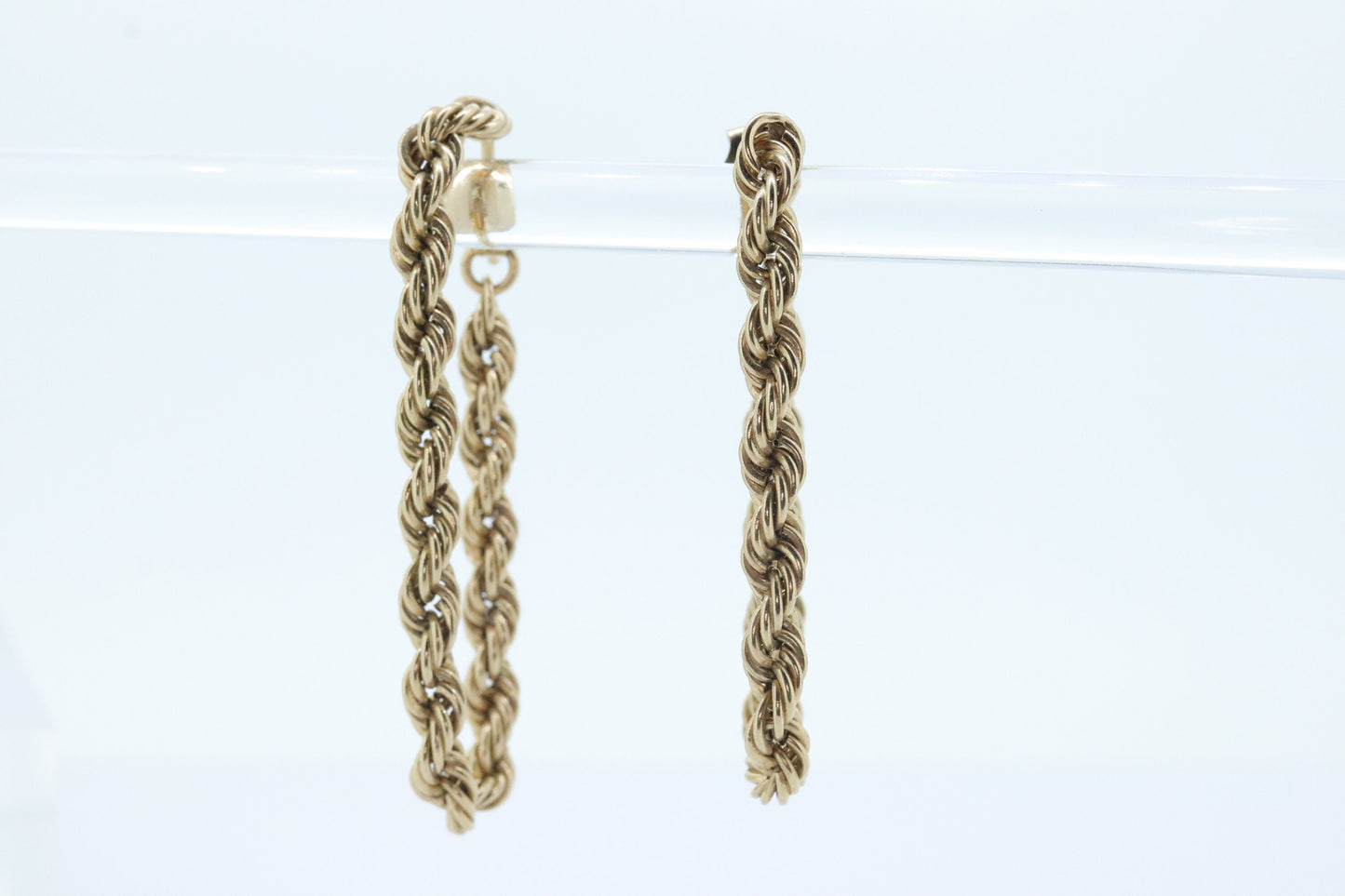 14k Rope chain Hoop Drop Earrings. 14k Yellow Gold earrings st(71/87)