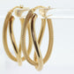 14k Gold Puffed Hollow HOOP Earrings. Intertwined Textured Loop earrings. MILOR Italy st74/75