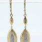 14k Diamond Dangle Earrings. Marquise Cluster Diamond Hammered Textured Earrings St(109/25)