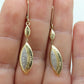 14k Diamond Dangle Earrings. Marquise Cluster Diamond Hammered Textured Earrings St(109/25)